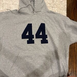 Gray Hoodie with Navy Number 44